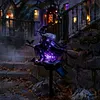 Solar Powered Halloween Witch Broom Stake Resin Light for Outdoor Decor