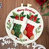 4pcs Christmas-DIY Embroidery Kit with Pattern Cotton Threads Needles Hoop Scissor 30*30cm tapestrymarket