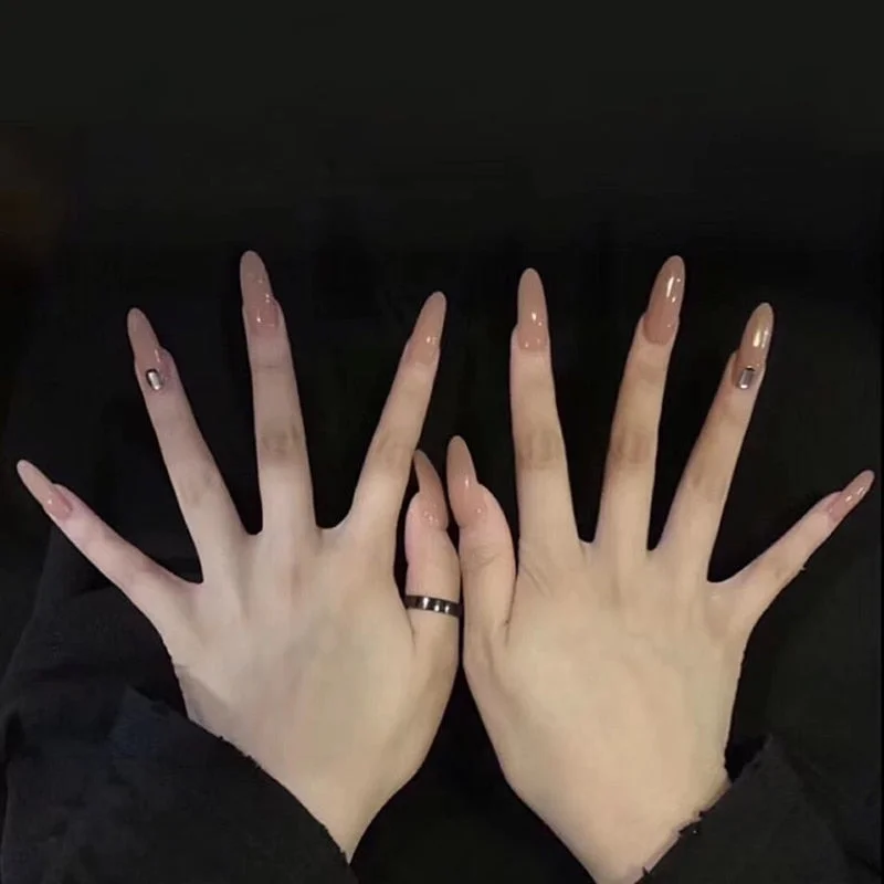 24pcs Aesthetic Northern Lights stiletto nail tips Simple Fashion Lasting Fake Nails Wearable Full Cover Finished Fingernails TY-Nail Inspo