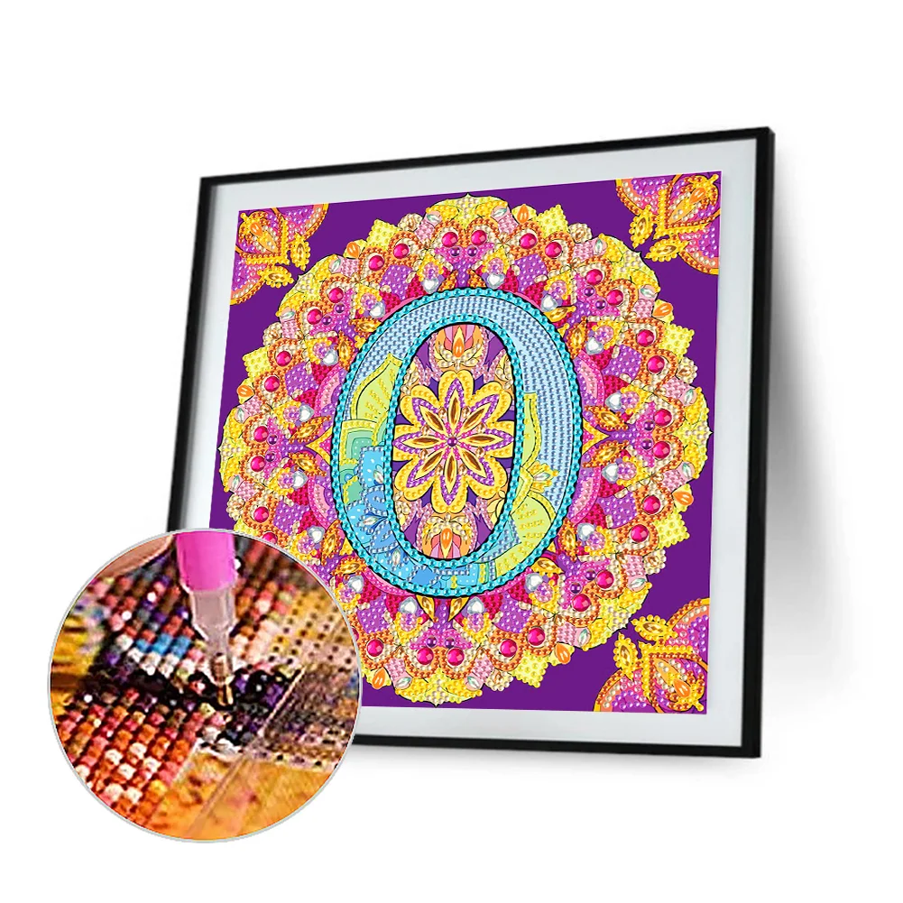 Special Shape Diamond Painting 30*30cm - O Letter Mandala