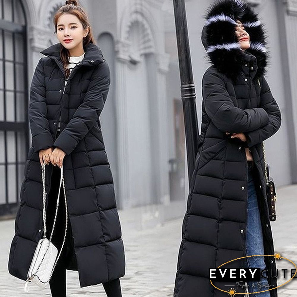 Womens Winter Fashion Coats Parkas Jackets Casual Hooded Down Mid-Length Removable Fur