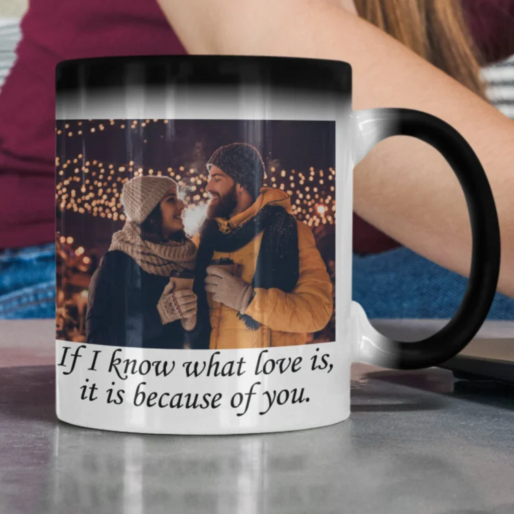 Personalized Color Changing Black Mug, Custom Photo Magic Mug, Color Change Mug, Shows Photo Only Hot, Sensitive Mug, Christmas Gift