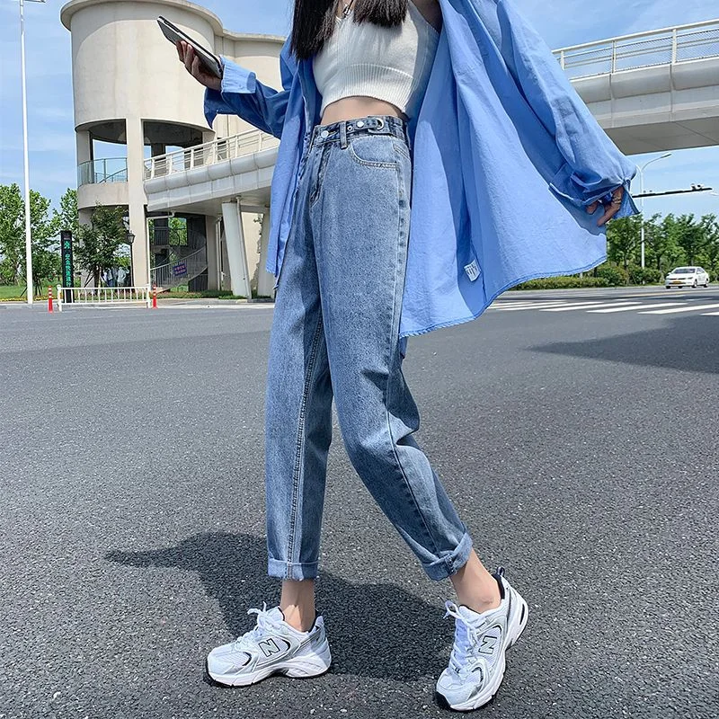Toloer Toloer Jeans Women's Fall Women 2024 New High Waist Slim Versatile Loose Straight Dad Turnip Pants-Outfit Ideas