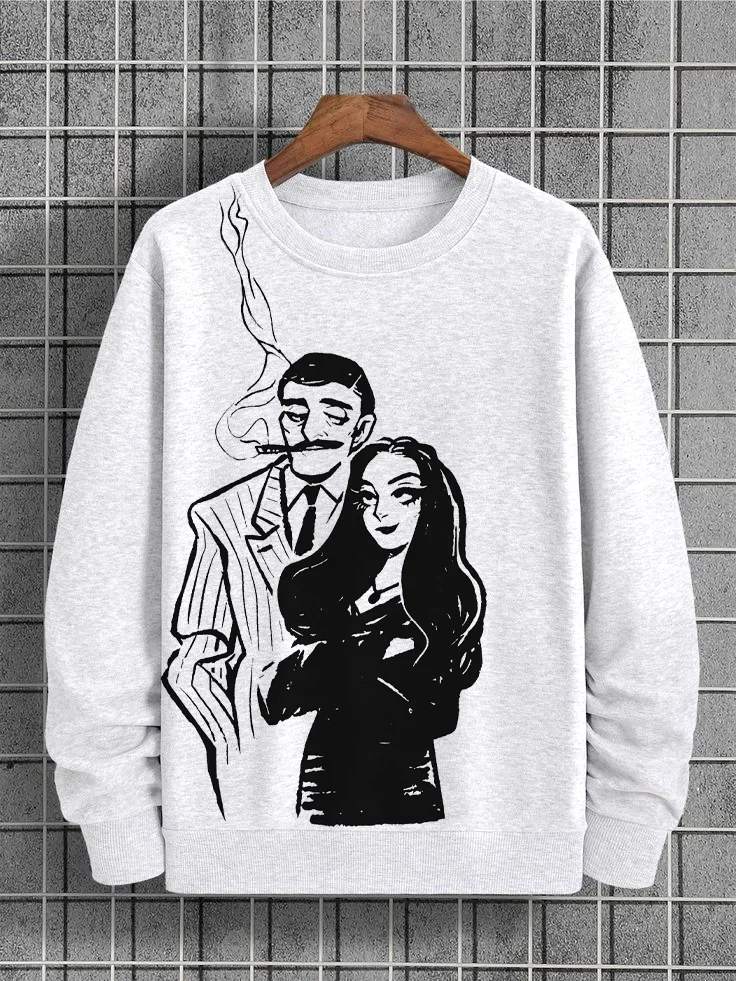 Men's Woman And Smoking Gentlemen Print Casual Sweatshirt