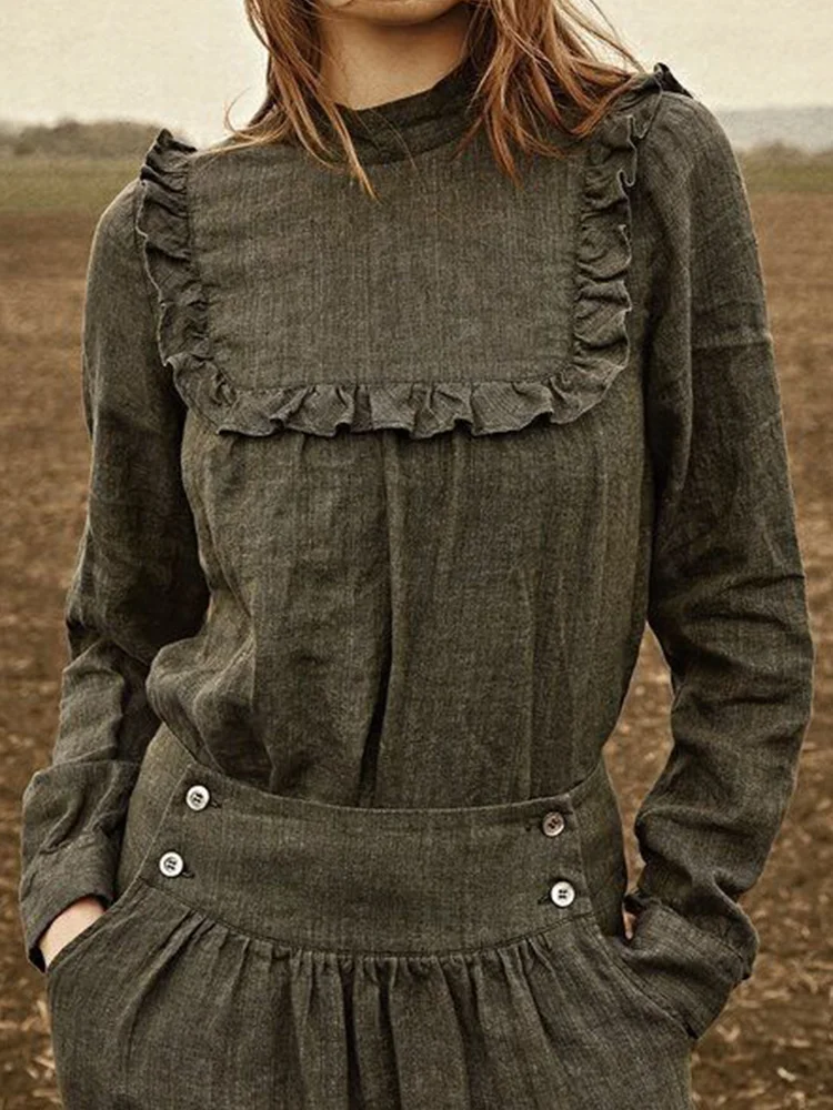 Women's Classy Simple Linen Blend Vintage Shirt