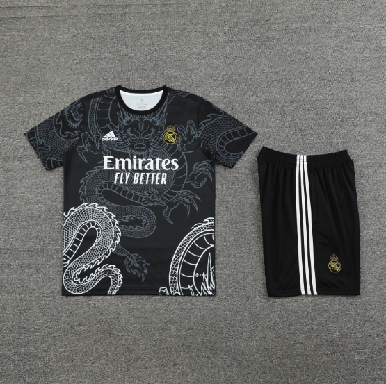 24/25 Real Madrid Training Kit Short Sleeve Black Football Shirt Thai Quality