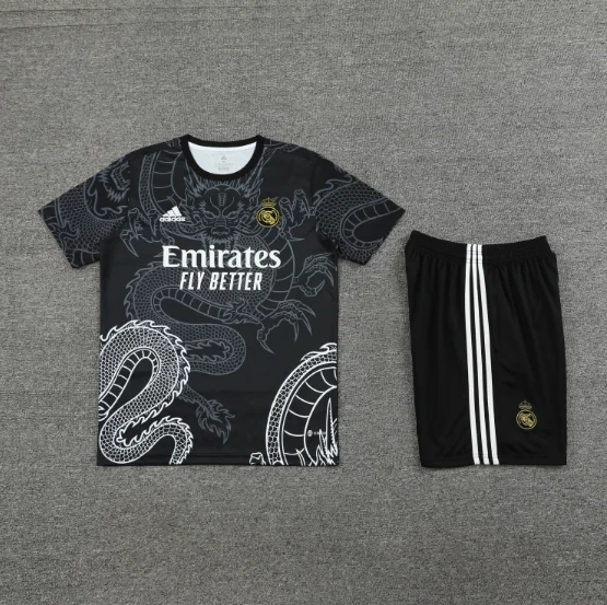 24/25 Real Madrid Training Kit Short Sleeve Black Football Shirt Thai Quality