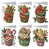 6PCS Diamond Painting Christmas Cake Greeting Cards Congratulations Cards
