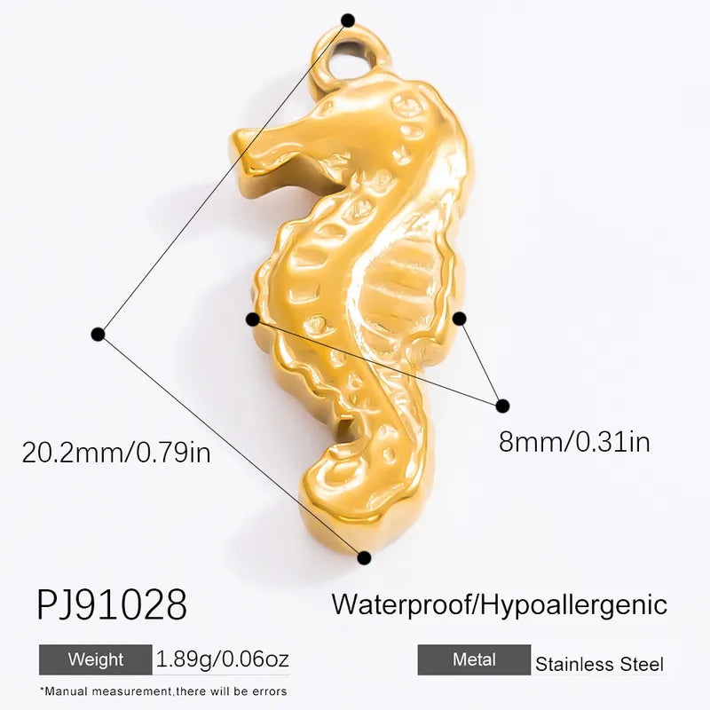 1 Piece 28.4*36.1mm 304 Stainless Steel Zircon 18K Gold Plated Starfish Crab Shell Polished Pendant Jewelry Accessories