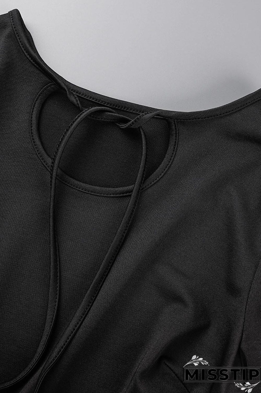 Black Casual Solid Bandage Patchwork O Neck Straight Dresses