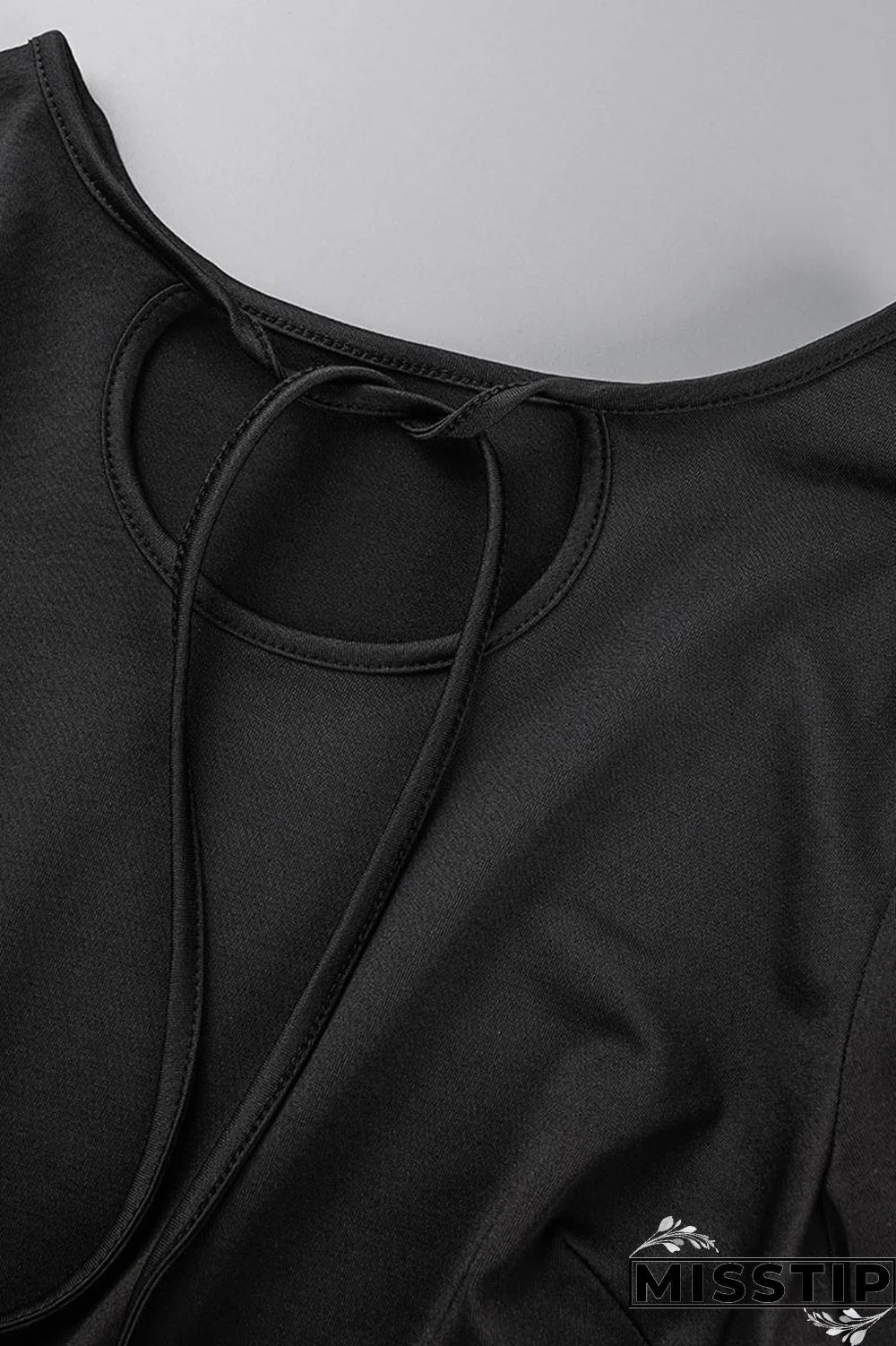 Black Casual Solid Bandage Patchwork O Neck Straight Dresses