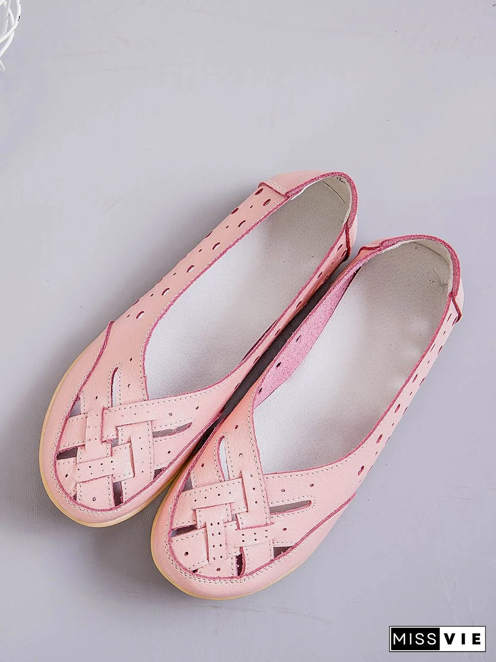 Hollow Leather Soft Sole Shoes
