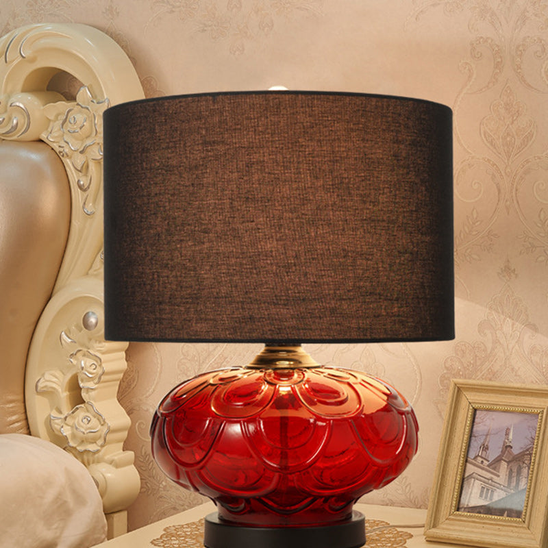 Modern Minimalist Round Rose Curve Fabric Glass 1-Light Table Lamp For Living Room