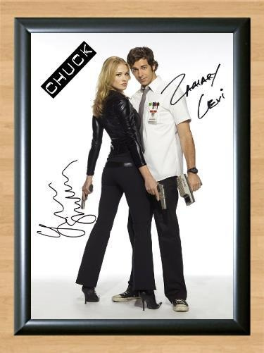 Chuck Yvonne Strahovski Zachary Levi Signed Autographed Photo Poster painting Poster Print Memorabilia A4 Size