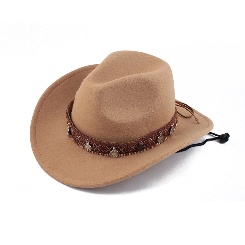Spring And Summer Style Woolen Cloth Cowboy Hat Men And Women Couples Ethnic Style Roll-up Hat Sunshade Hat Jazz Hat
