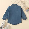 Kid Baby Boy Long Sleeve Denim Cotton Blue Color Truck Printed T-shirt