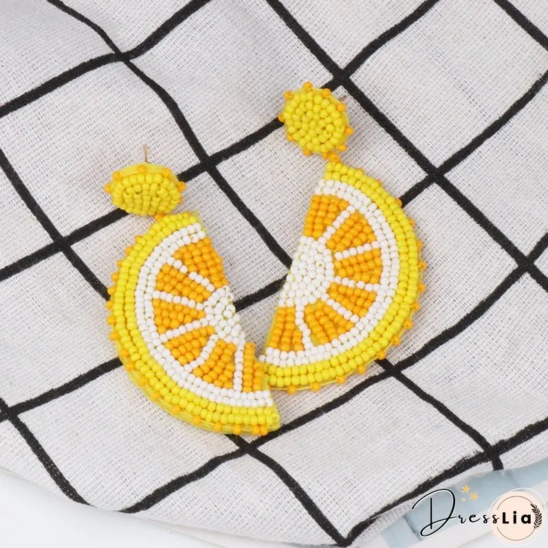 Alloy Beaded Orange Shape Earrings