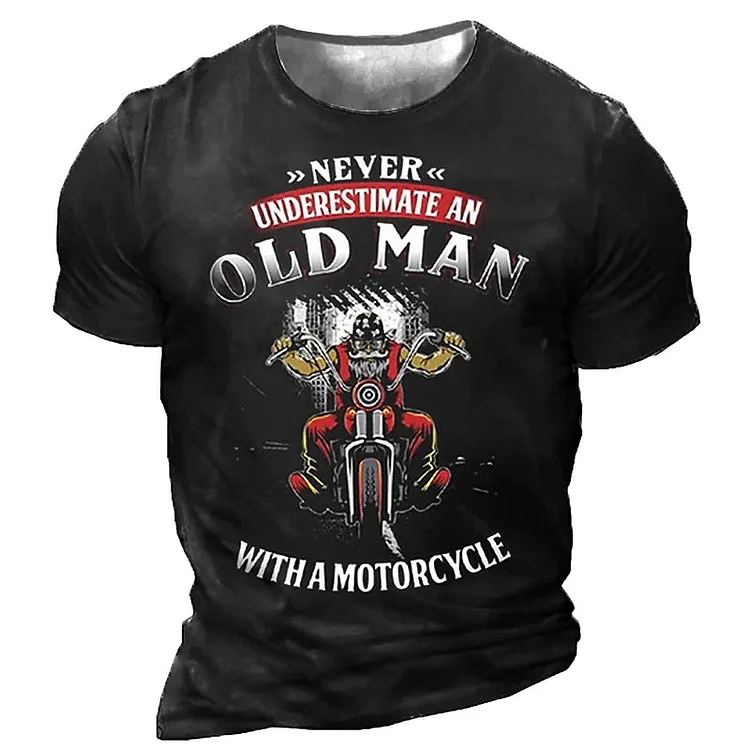 Motorcycle T-shirt For Men Motor Biker 3D Print Vintage Short Sleeve Tee Shirt at Hiphopee