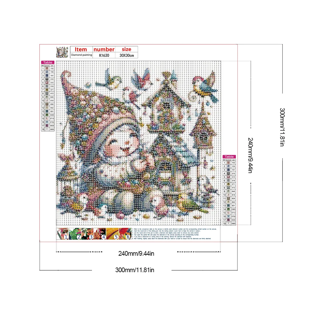 Diamond Painting - Full Round Drill - Cute Gnome Bird Nest(Canvas|30*30cm)