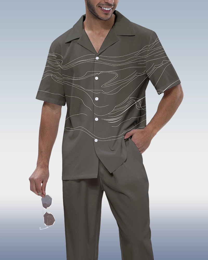 Suitmens Men's Colorblock Long Sleeve Sports Walking Suit -260