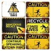 6pcs - Caution & Safety - Vintage Warning Metal Sign (12*16Inch)