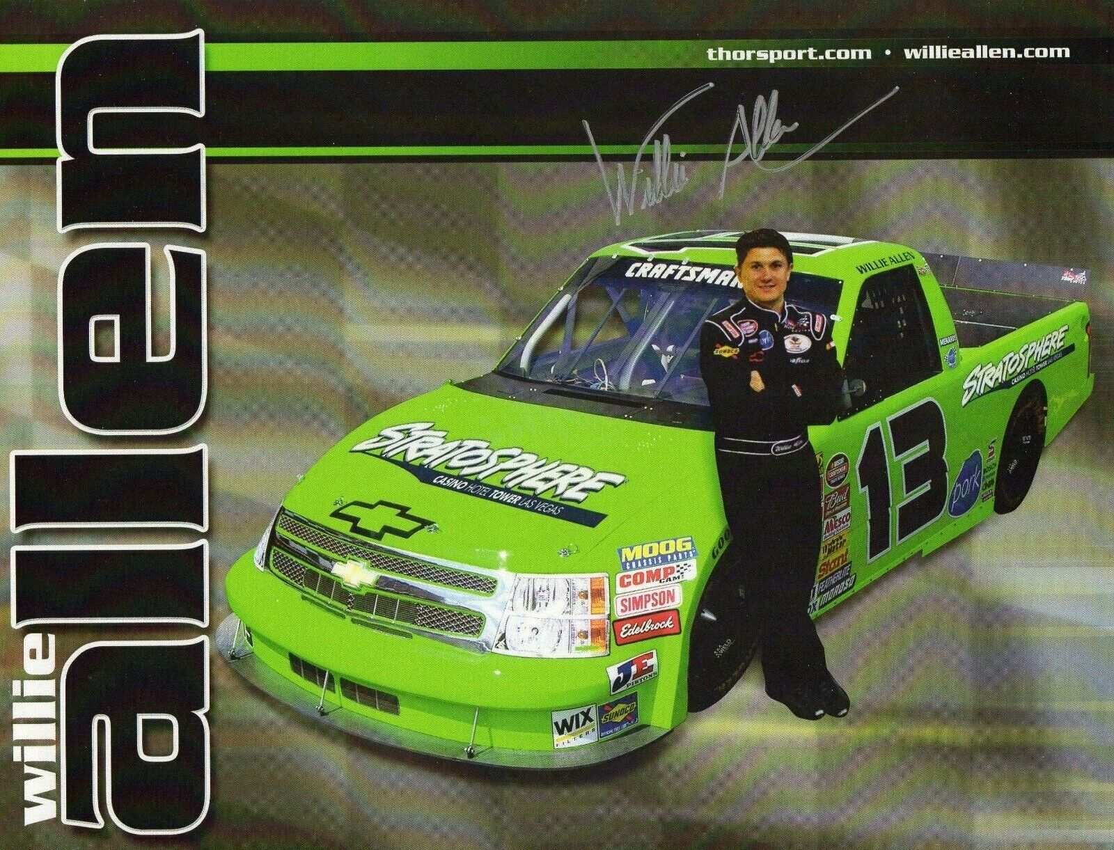 WILLIE ALLEN AUTOGRAPH, MOTOR SPORT, NASCAR