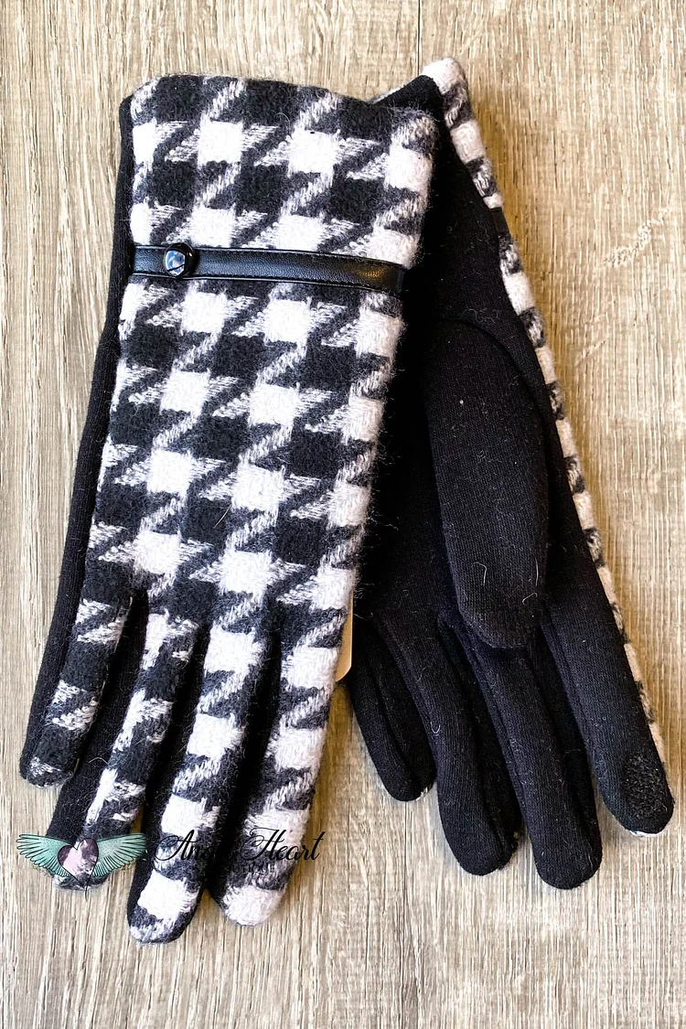 Winter Touch Screen Gloves  - Houndstooth