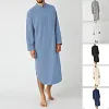 Men's Cotton Long-Sleeved Ethnic Costumes Solid Color Long Shirt Loose Robe