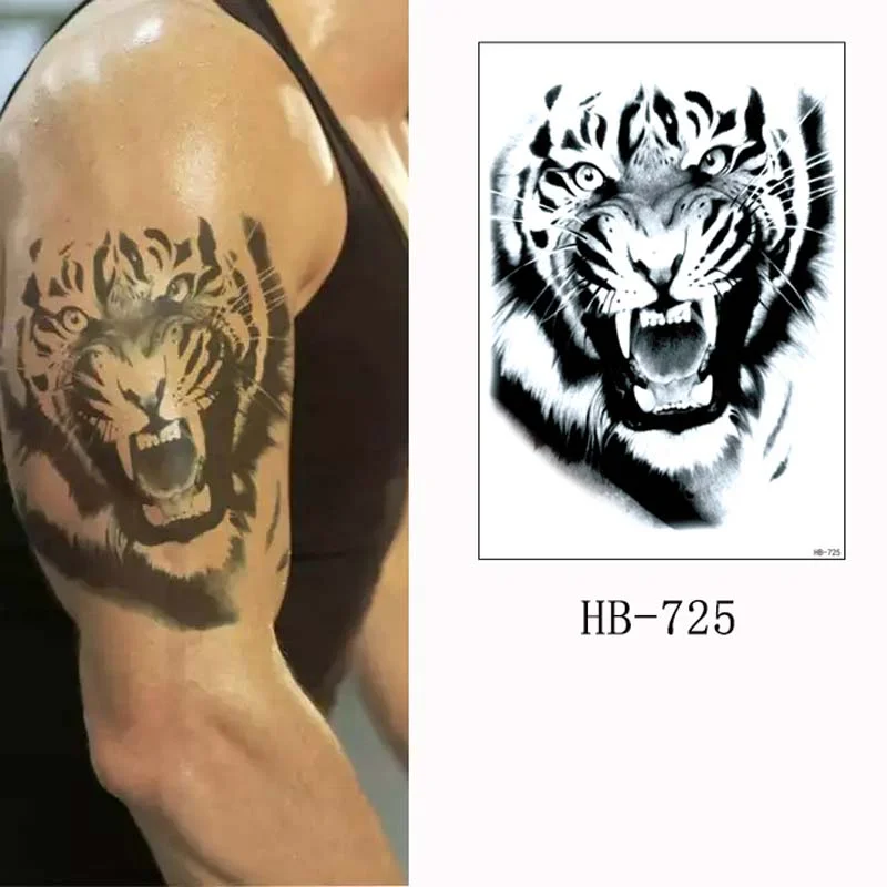 Sdrawing Temporary Tattoos Man Forest Color Painting Tattoo Sticker Tiger Wolf Fake Tattoo for Women Tatto Sleeves for Arm