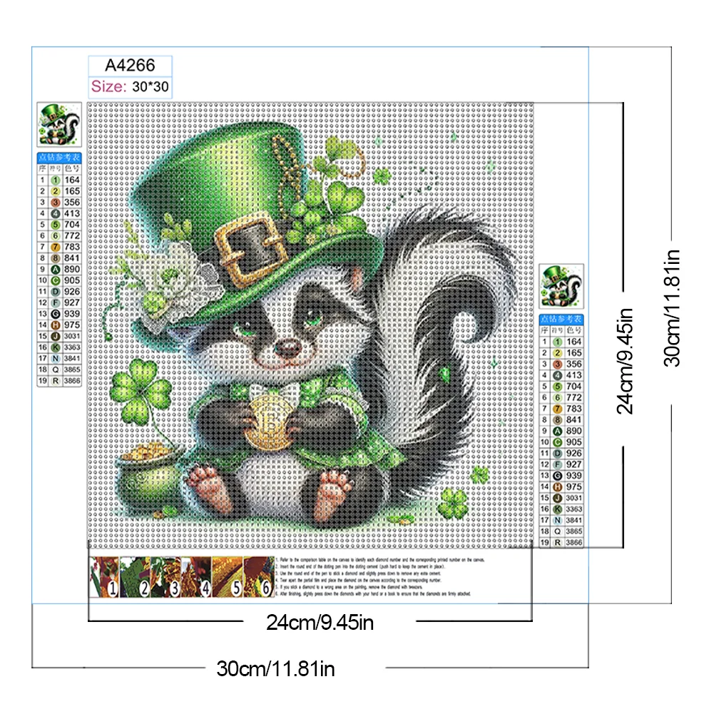 Diamond Painting - Full Round Drill - Lucky Skunk(Canvas|30*30cm)