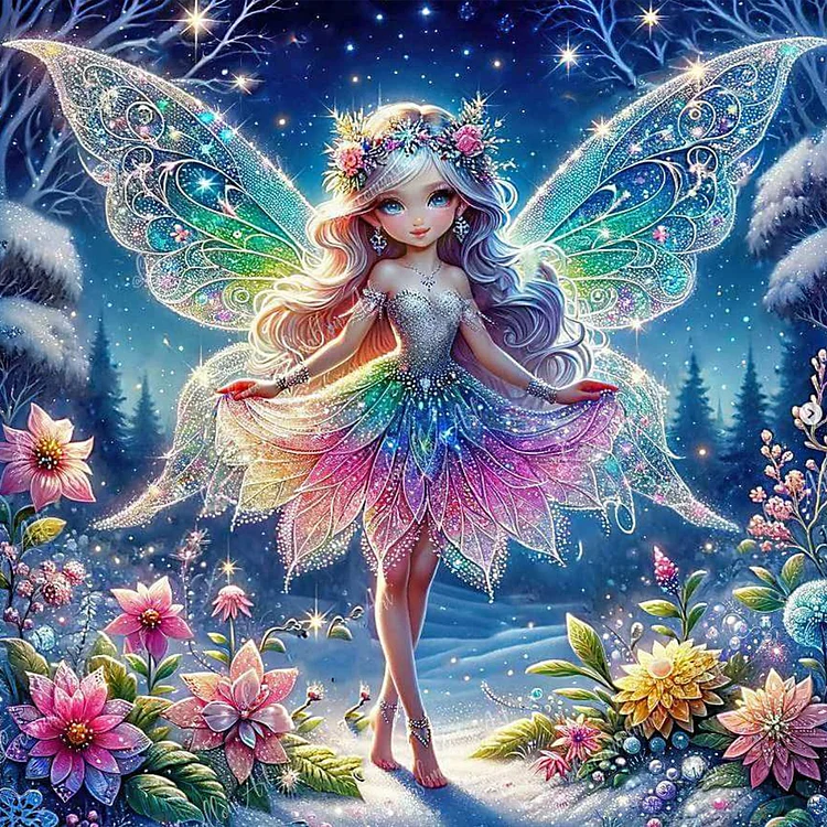 Cute Elf Flower Art - Full Round - Diamond Painting(50*50cm)