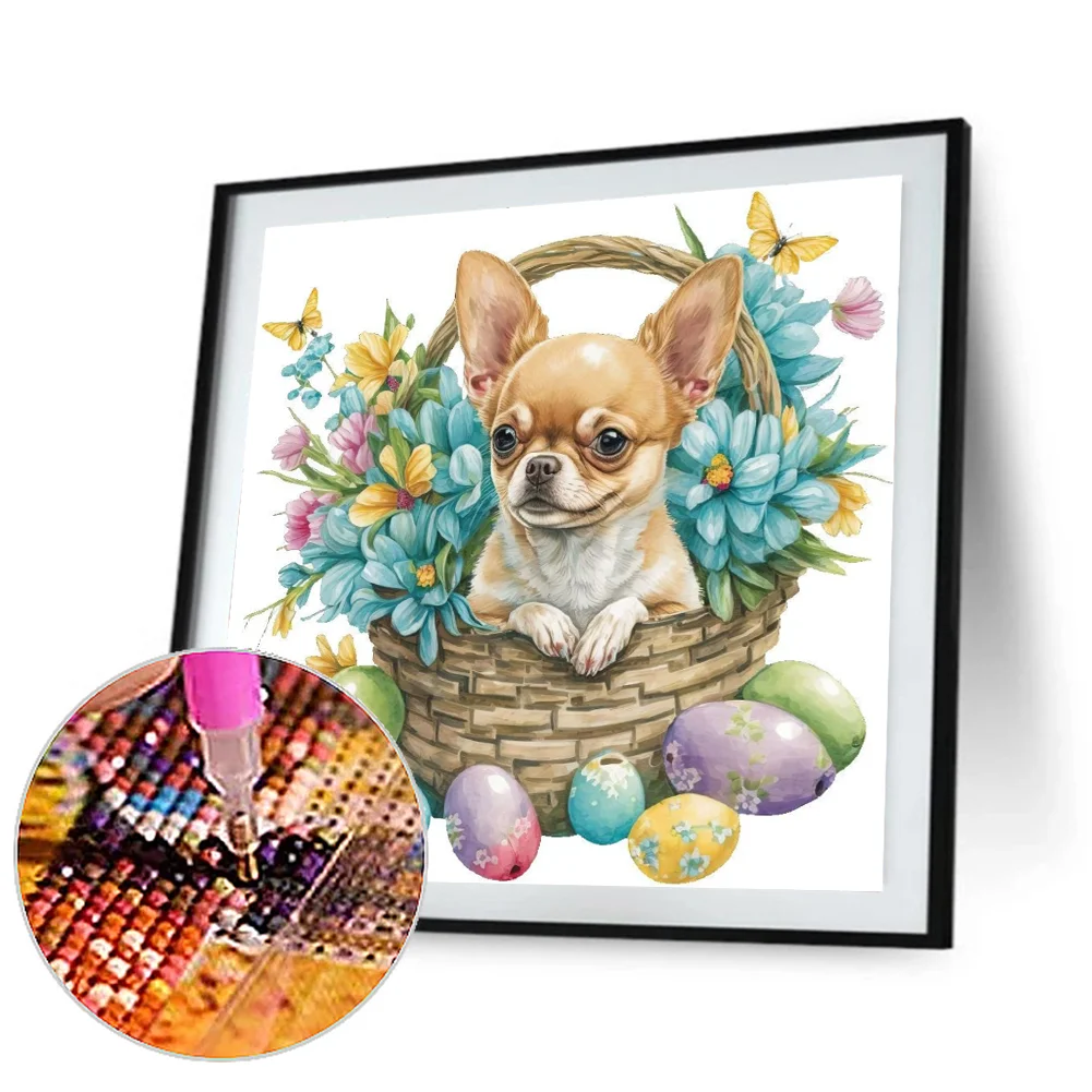 Diamond Painting - Full Round Drill - Easter Dog(Canvas|30*30cm)