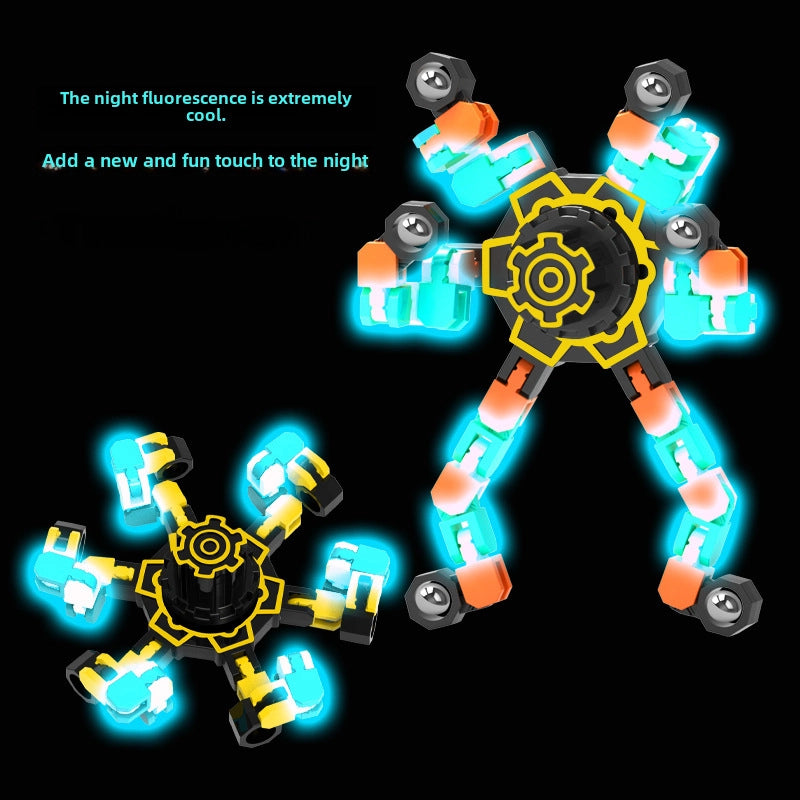 Gyro Toy Children’s Boy’s Transformable Luminous Puzzle Mechanical Fingertip Finger Rotation Decompression Boy’s Toy