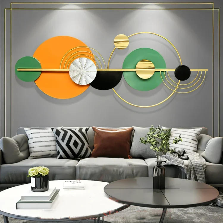 Homemys Modern Simple 3D Metal Geometric Circle Home Wall Decor Art