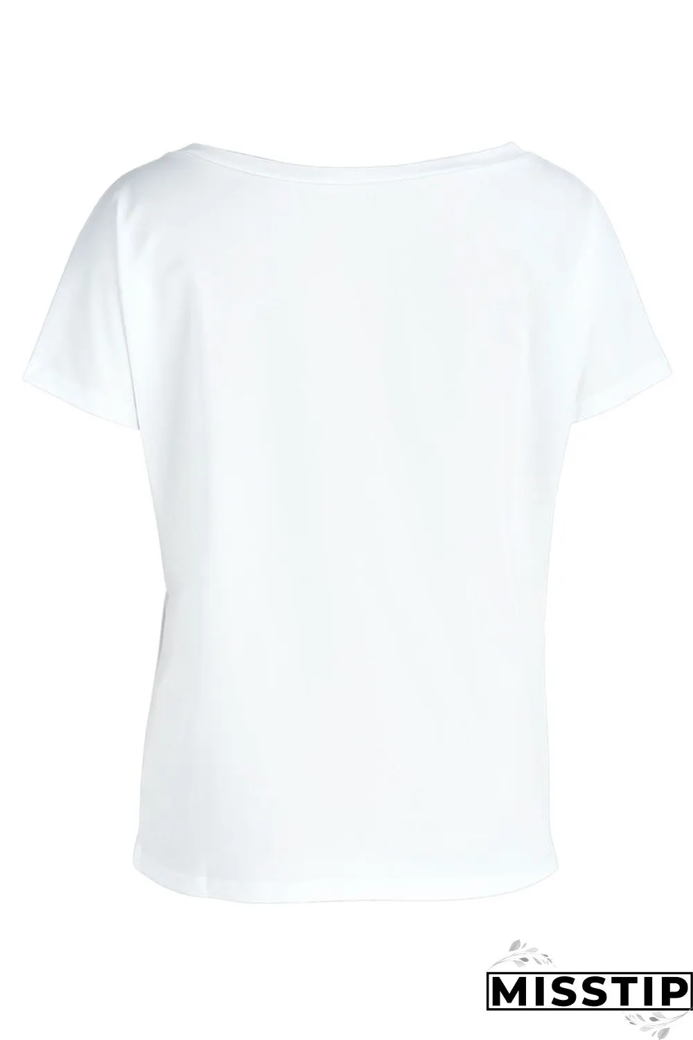 White Red Casual Print Bronzing Patchwork O Neck T-Shirts