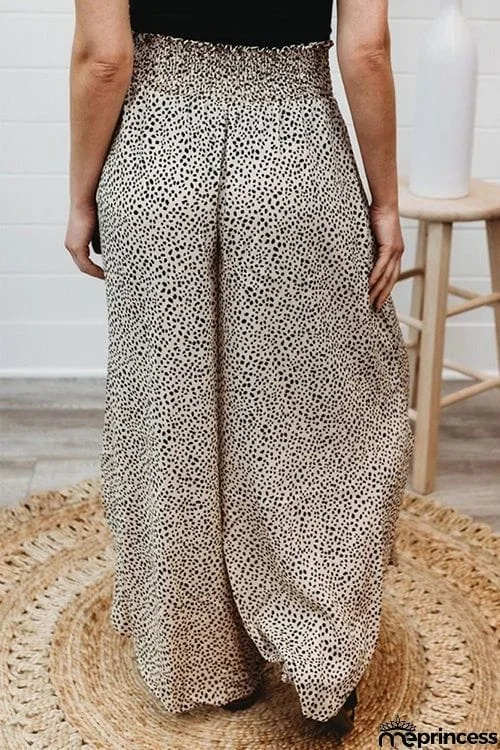 Animal Print Smocked Waist Pants