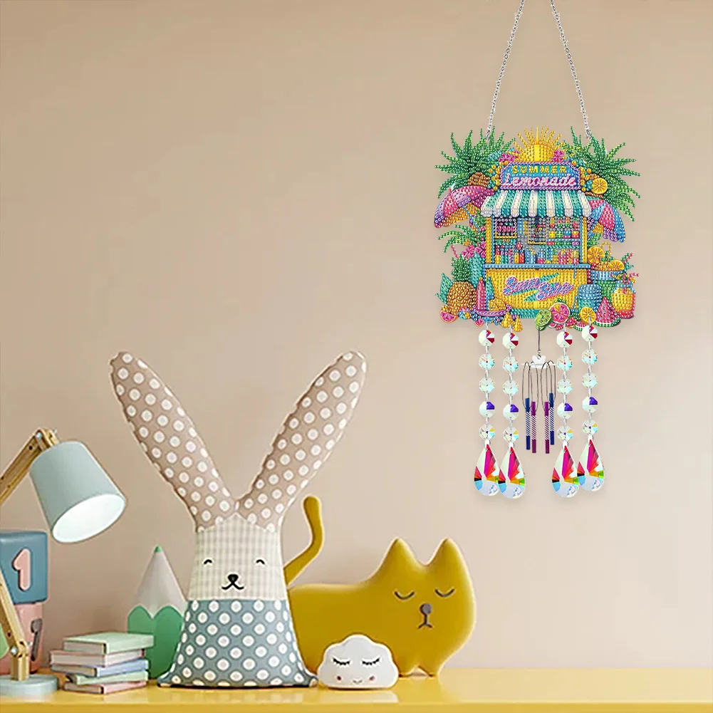 Double Sided Soda Shop 5D DIY Diamond Art Painting Wind Bell Hanging Sign Decor