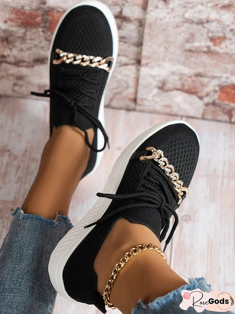 Chain Lightweight Platform Lace-Up Sneakers