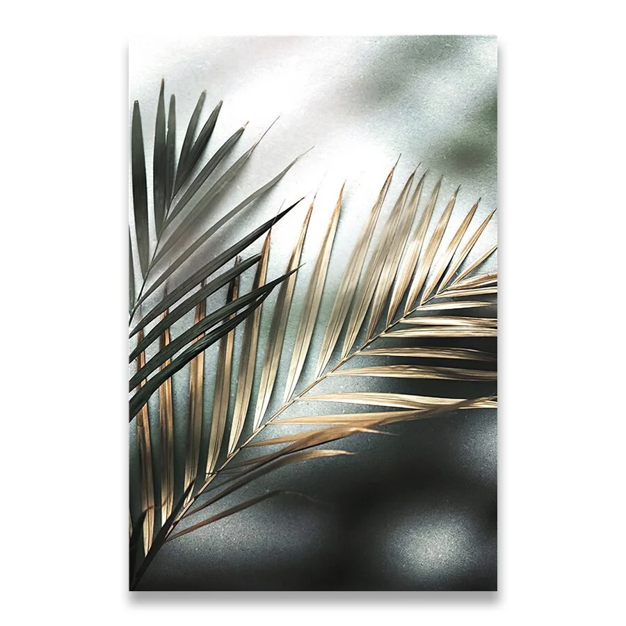 Golden Palm Leaf Plant Canvas Painting Botanical Nordic Wall Art Poster Print Scandinavian Decoration Picture Artwork Home Decor