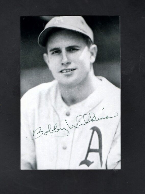 1944-45 BOBBY WILKINS-PHILADELPHIA A'S AUTOGRAPHED Photo Poster painting - (d.2010)