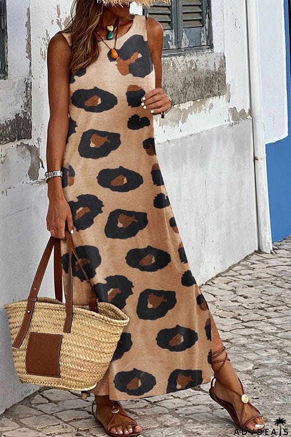 Striped Backless Casual Side Slits Maxi Dress