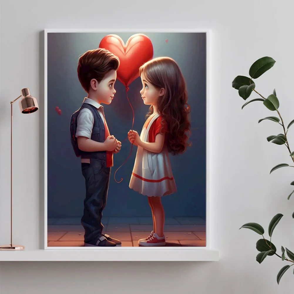 Diamond Painting - Full Round Drill - Kid Sweet Couple(Canvas|30*40cm)