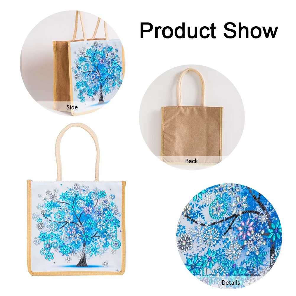 5D Diamond Painting Handbag DIY Winter Linen Shopping Storage Bags