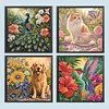 4Pcs Animals and Flowers Special Shaped DIY Partial Drill Diamond Painting Kit for Adults Beginners Home Decor Diamonds Paintings Gem Art 30x30cm