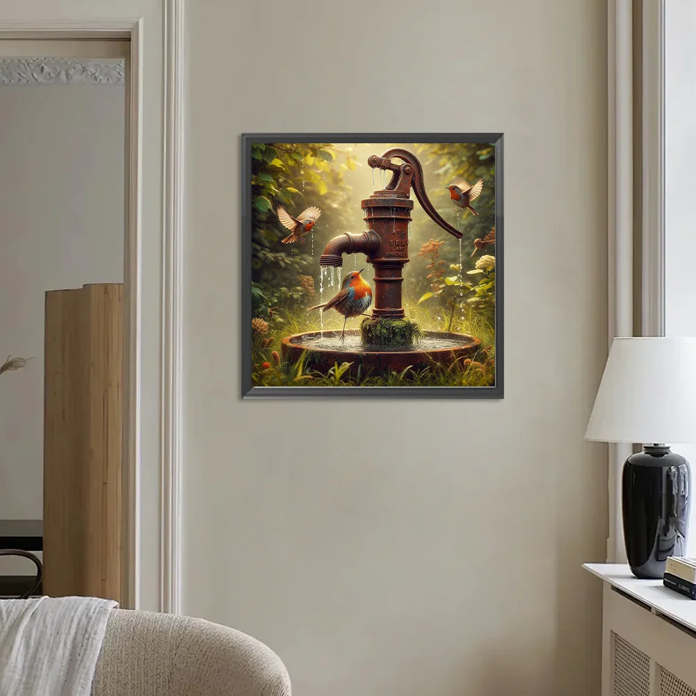 Diamond Painting - Full Round Drill - Water Well Bird(Canvas|30*30cm)