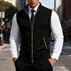 💥2025 New Arrivals!Men's Solid Color Vest Jacket, Men's Casual Stand-up Collar Sleeveless Knitwear