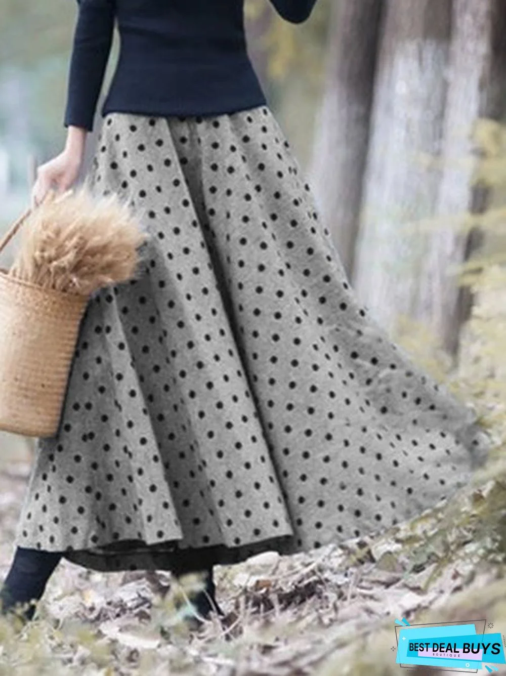 Daily Cotton Polka Dots Vintage Skirt