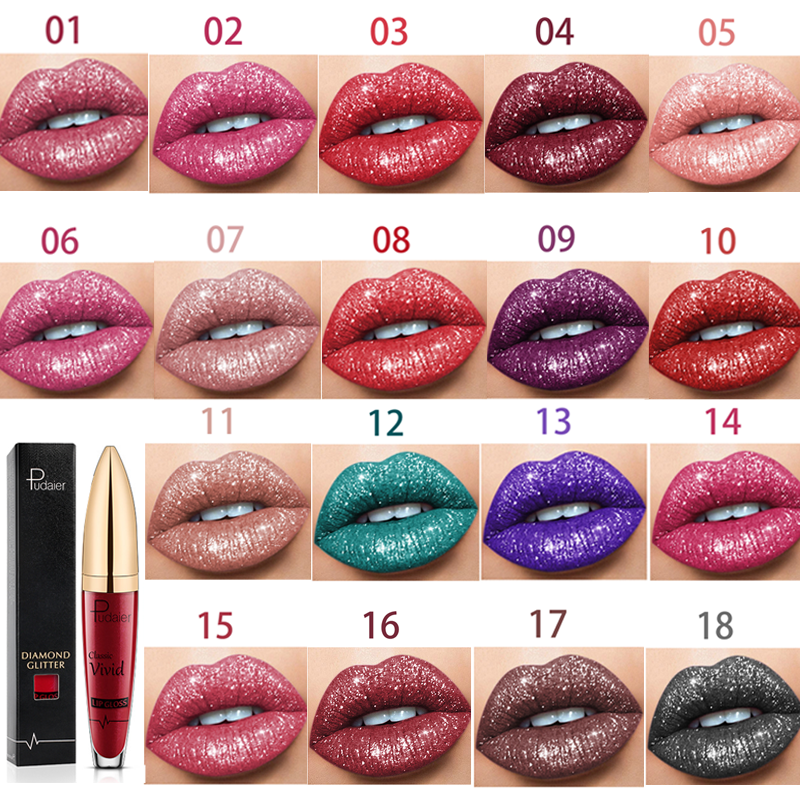 PU LONG LASTING WATERPROOF DIAMOND SHIMMER METALLIC LIPCOLOR