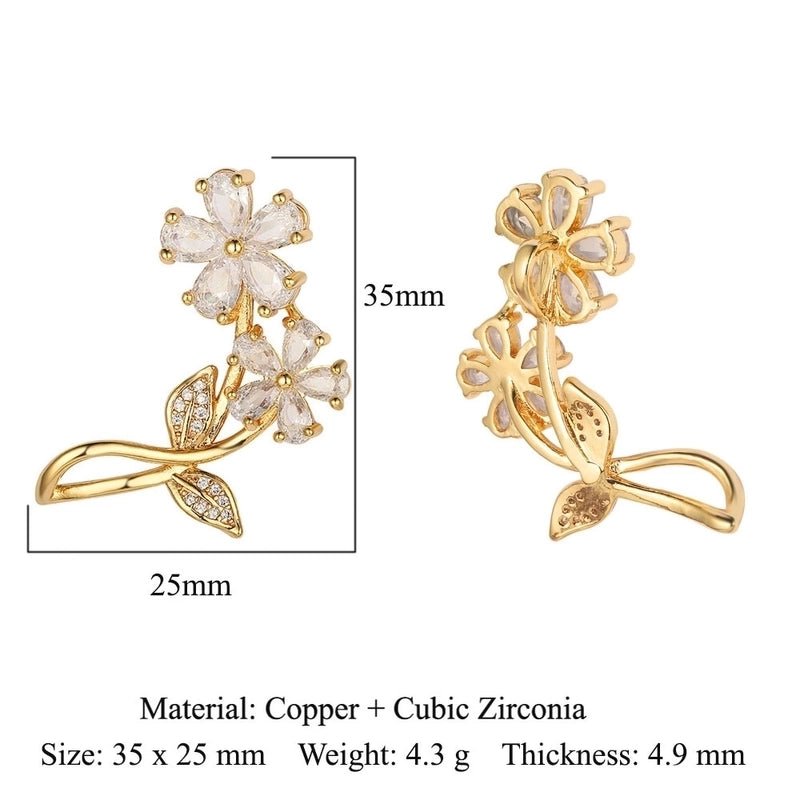 1 Piece Copper Zircon 18K Gold Plated Heart Shape Rose