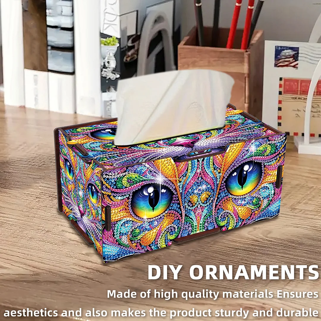 Wooden Diamond Painting Tissue Box for Home and Office Decoration (ZJH024)